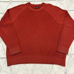 Untuckit Waffle Knit Orange Knit Pullover Sweater Mens Xl Organic Cotton Blend